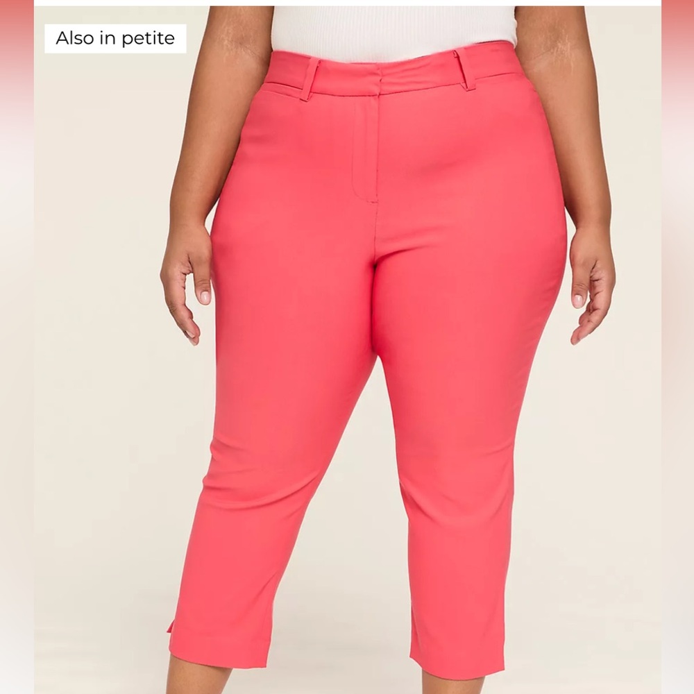 NWT Lane Bryant The 4 Season Slim Fit Coral / Pink Capri Pants. Size 20 Petite